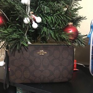 Coach Pvc Double Zip Wristlet